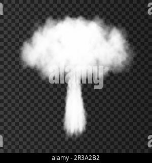 Nuclear explosion. Smoke from military rocket launch. Atomic bomb  isolated on transparent background.  Realistic war vector texture. Stock Vector