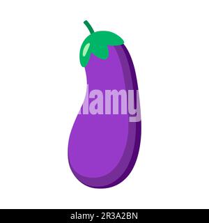 Eggplant. Organic  vegetable  isolated on white background. Healthy lifestyle. Vector illustration in flat style. Stock Vector