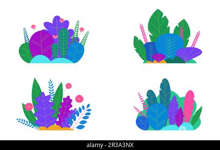 Trendy neon gradient plants and leaves background. Stock Vector