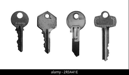 set of different four keys isolated with white background Stock Photo