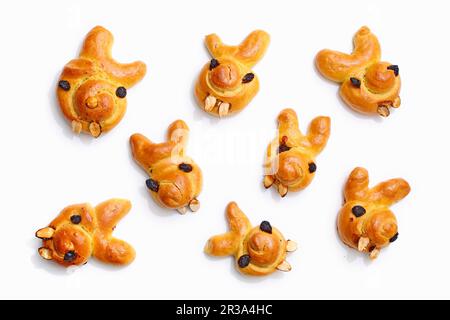 Yeast dough bunny buns for Easter Stock Photo