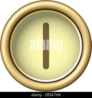 Letter I. Vintage golden typewriter button isolated on white background. Graphic design element for scrapbooking, sticker, web site, symbol, icon. Vec Stock Vector