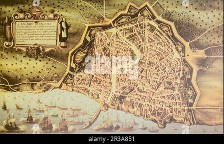 plan of the medieval city of Mallorca, anonymity, 1647, Mallorca, Balearic Islands, spain, Europe. Stock Photo