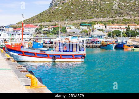 Small Fishing Boats in Kalk Bay Harbour Stock Photo