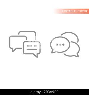 Message bubble line icon set. Chat, speech balloon outline vector. Stock Vector