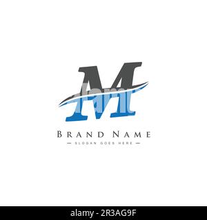 Vector Template for Initial Letter M Logo - Elegant Monogram Logo for Alphabet M Stock Vector