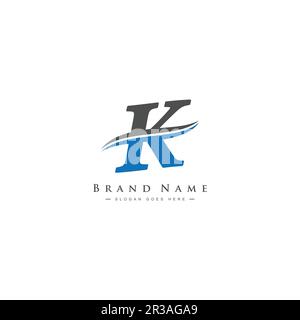 Creative Monogram for Initial Letter K Logo - Minimal Vector Logo Template for alphabet K Stock Vector