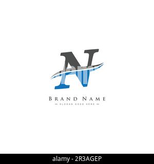 Creative Monogram for Initial Letter N Logo - Minimal Vector Logo Template for alphabet N Stock Vector