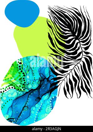 Abstract Simple background with Tropic Leaf and Watercolor Elements Stock Vector