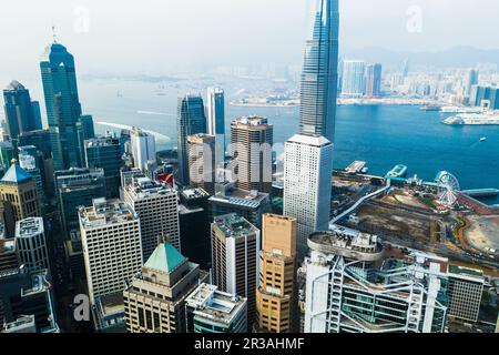 Office, building and skyscraper on the coast in an urban city with development and scenery. Cityscape, architecture and high rise buildings in Stock Photo