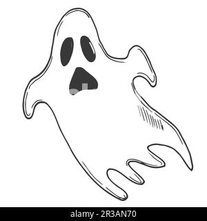ghost doodle ghost doodle icon. Vector line sketch. Halloween concept Stock Vector