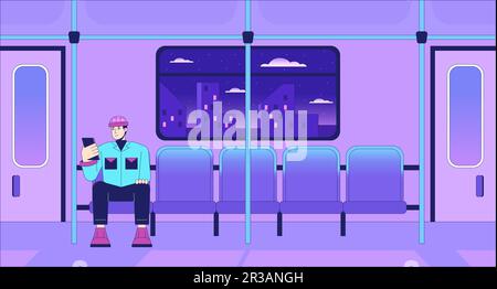 Commuter rail passenger lo fi chill wallpaper Stock Vector