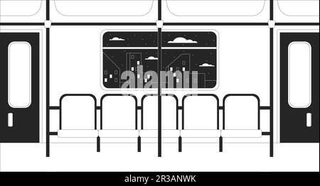 Train interior black and white lo fi chill wallpaper Stock Vector