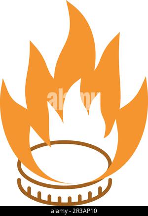The icon of burning gas burner, flat design Stock Vector