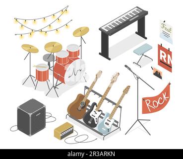 Electronic instruments - modern vector colorful isometric illustrations set Stock Vector