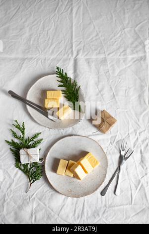 Vanilla marshmallows in white chocolate Stock Photo