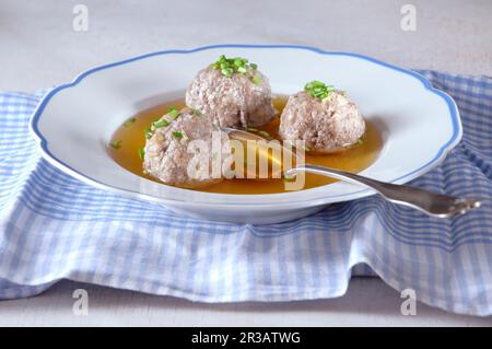 Liver dumpling soup Stock Photo