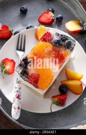 Fruit jelly cake Stock Photo