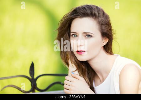 Close up portrait of lovely urban girl outdoors. Portrait of a happy smiling woman. Fashionable blon Stock Photo