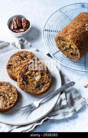 Pineapple and pecans gluten-free cake Stock Photo