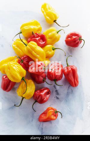 Red and yellow peppers Stock Photo