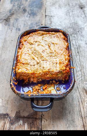 Vegan lasagne with courgettes and peas (low carb) Stock Photo