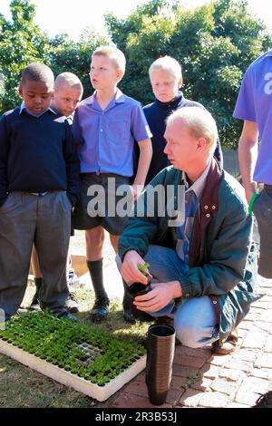 School children learning about agriculture and farming Stock Photo