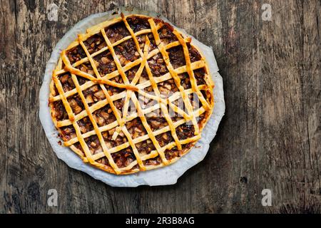 Apple and nut tart Stock Photo