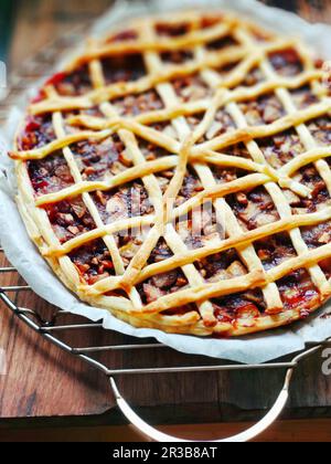 Apple and nut tart Stock Photo
