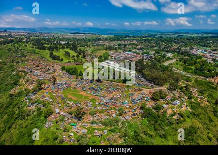 Aerial View of Low income housing near Howick Falls Stock Photo