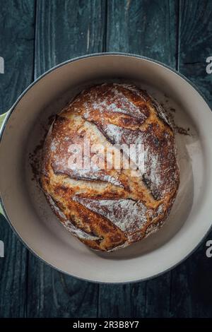 Freshly baked bread in a casserole Stock Photo