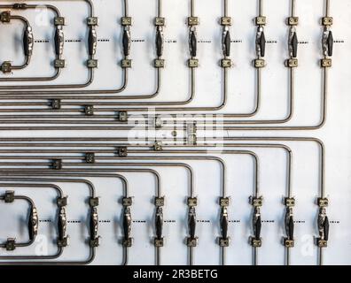 Metal Pipes for cooling and moving liquids Stock Photo