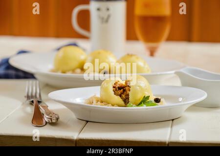 Gram dumplings on sauerkraut Stock Photo