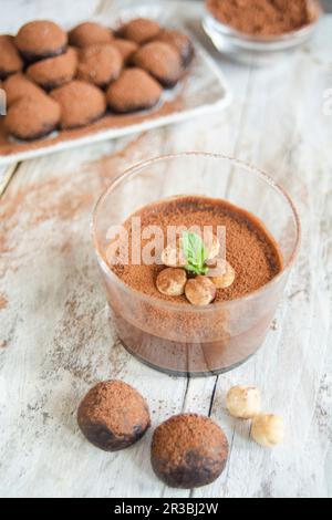 Chocolate cream made with hazelnut and cocoa Stock Photo