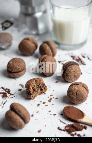 Baci di dama homemade italian hazelnut biscuits cookies with chocolate ...