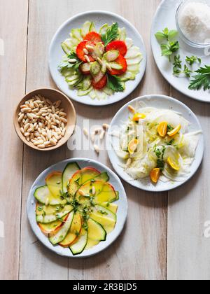 Three kinds of vegetable carpaccio Stock Photo