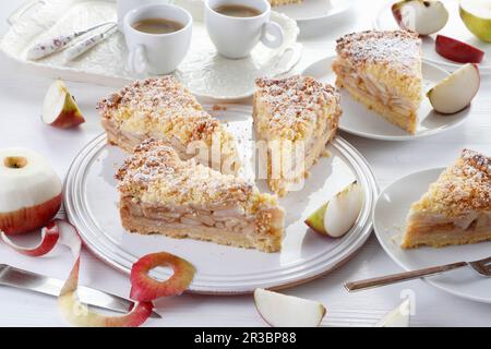 Apple pie with apple pieces and crumble Stock Photo