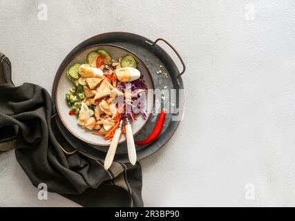 Indonesian fresh spicy salad gado gado with peanut sauce Stock Photo