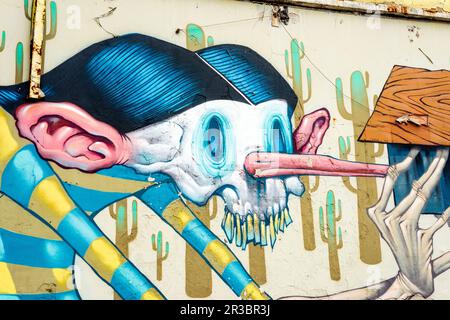 Creative odd character graffiti urban street art in Sofia, Bulgaria, Eastern Europe, Balkans, EU Stock Photo