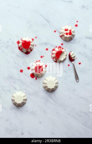 Mascarpone panna cotta with fruit sauce Stock Photo