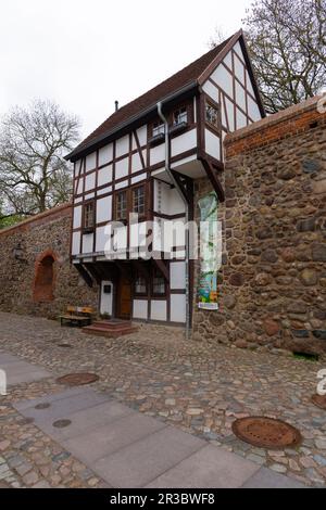 Fairy Tale House in the medieval town wall of Neubrandenbrug, Mecklenburgische Seenplatte, Mecklenburg-West Pomerania, East Germany, Europe Stock Photo