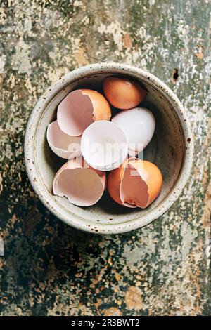 Brown and white egg shells Stock Photo