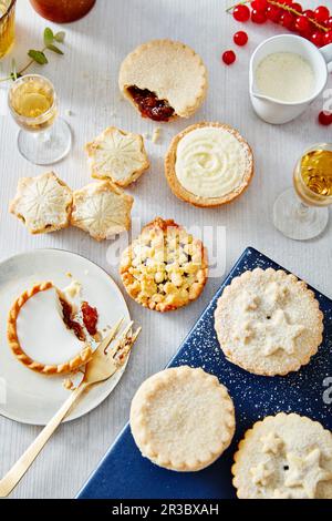 series of Christmas mince pies fruit tarts with star in centre top of ...