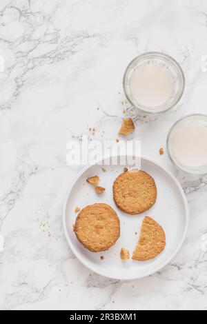 Oatmeal cookies and milk Stock Photo