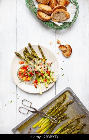 Green asparagus salad with vegetables FoodCollection Stock Photo - Alamy