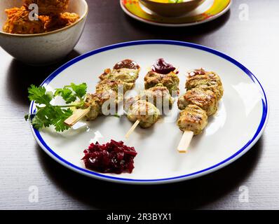 Chicken Tikka skewers Stock Photo