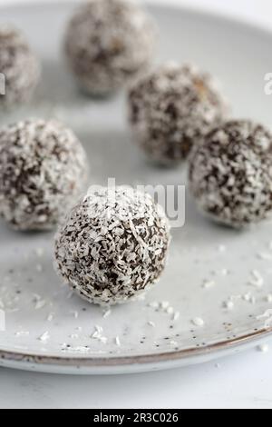 Chocolate bites with coconut Stock Photo