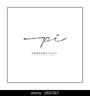 Initial Signature Logo for Letter PI - Vector Logo Template in Handwritten Signature Style Stock Vector