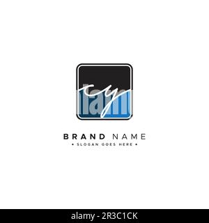 CY Initial Logo in Signature Style for Photography and Fashion Business - Hand Drawn Signature Logo Vector Stock Vector