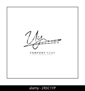 UY Initial Logo in Signature Style for Photography and Fashion Business - Hand Drawn Signature Logo Vector Stock Vector